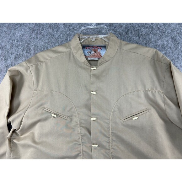 Vintage Red Rider Western Shirt Size XL Retro Rodeo Cowboy Long Sleeve Tan - Picture 2 of 9
